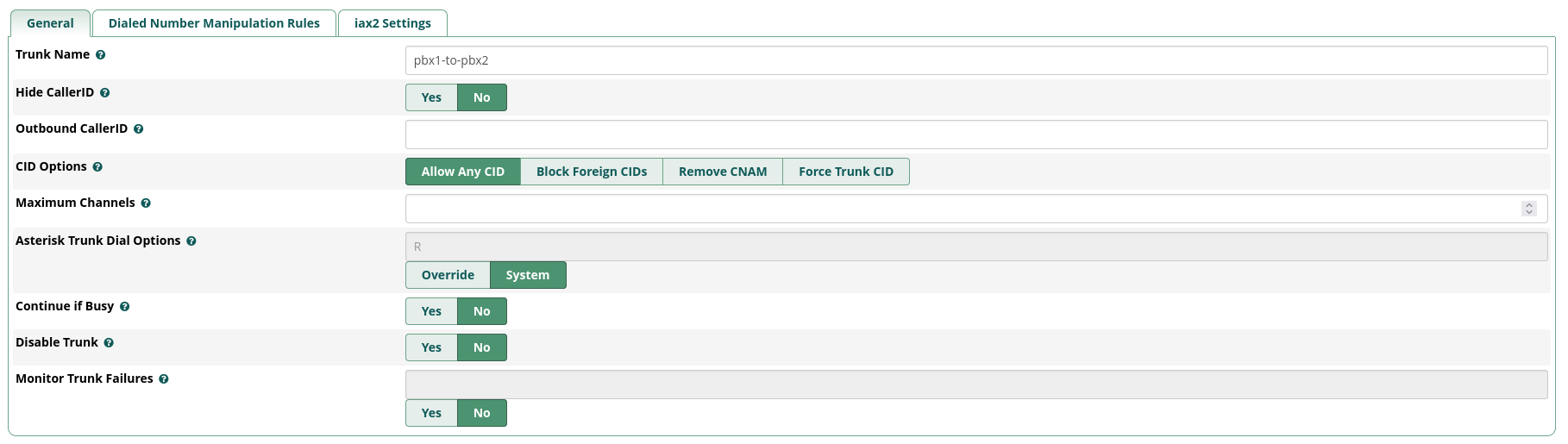 Example general iax2 general tab configuration iax2 general tab